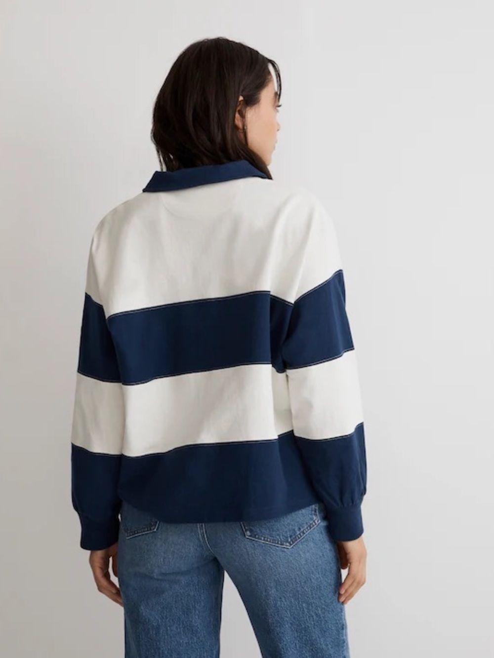 Madewell Striped Rugby Pullover - Navy & White - Picture 2 of 6